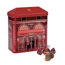 MAXIM'S SMALL HOUSE ROOF TIN WITH CHOCOLATES
